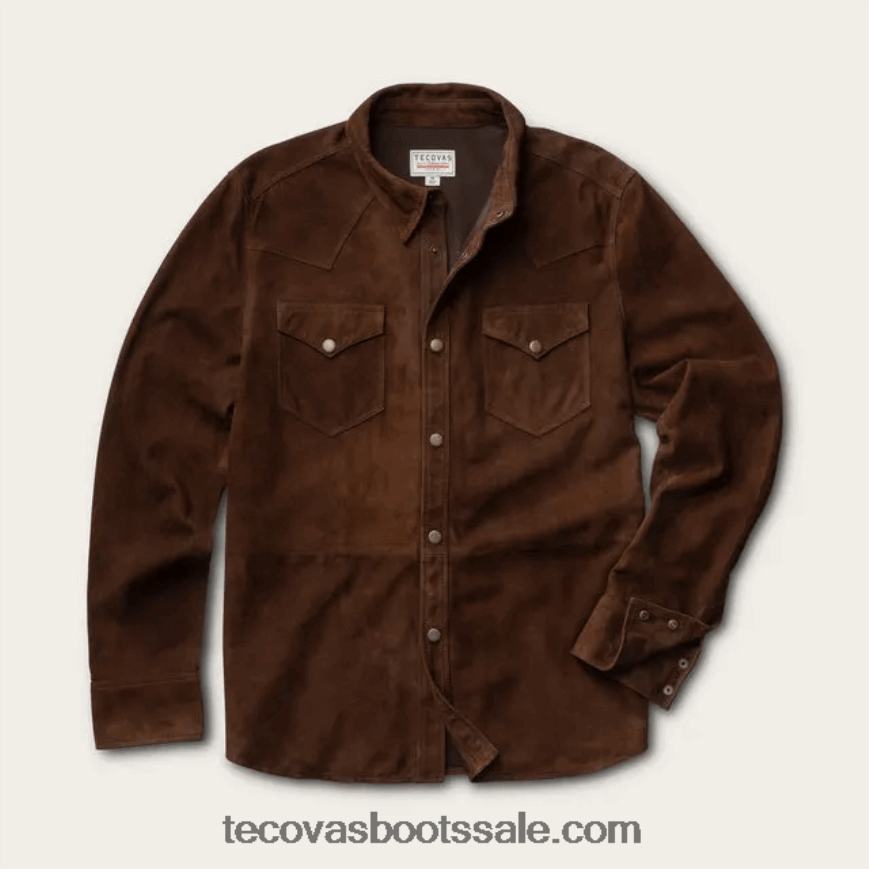 Tecovas HXZDP11 Heren overshirt van geitensuède koffie