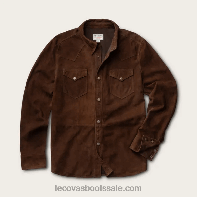 Tecovas overshirt van geitensuède Heren koffie L46LF11