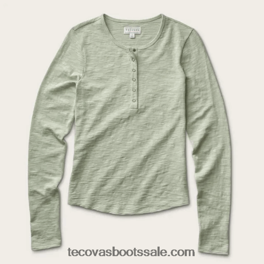 Tecovas HXZDP160 vrouwen katoenen slub henley met lange mouwen alsem