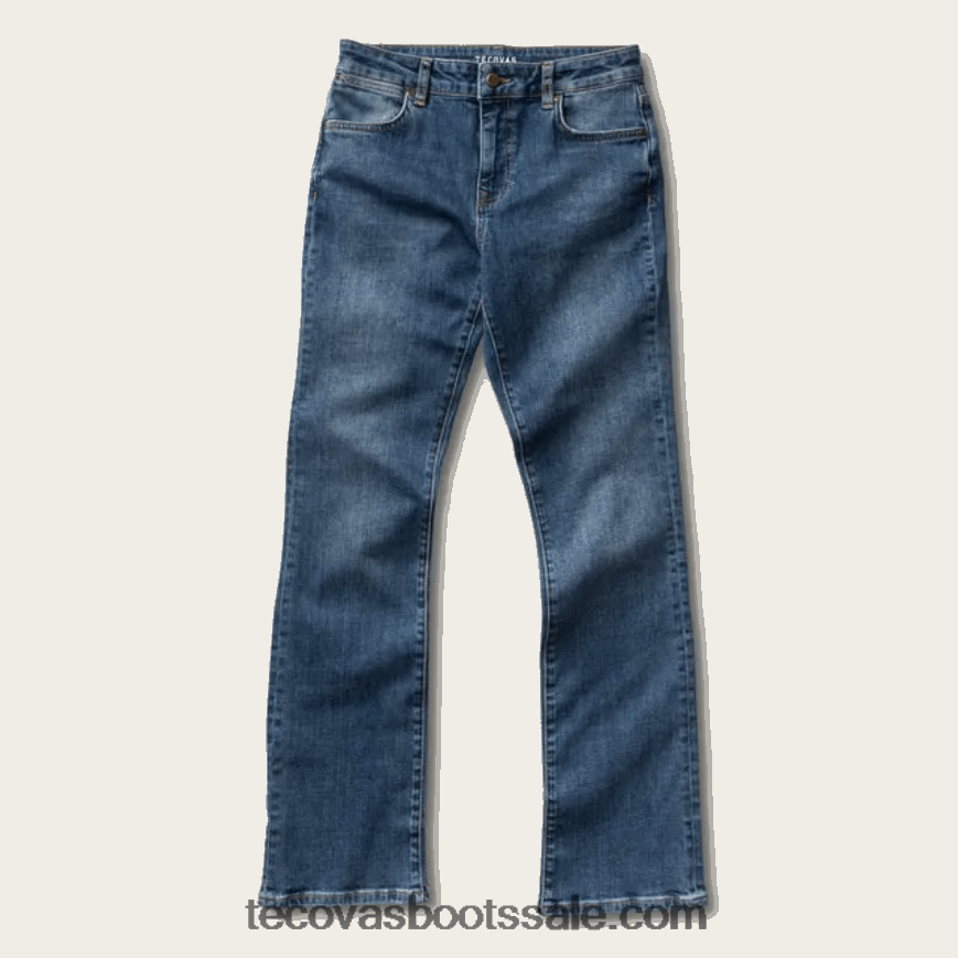 Tecovas HXZDP167 vrouwen rechte jeans met hoge taille rivier blauw