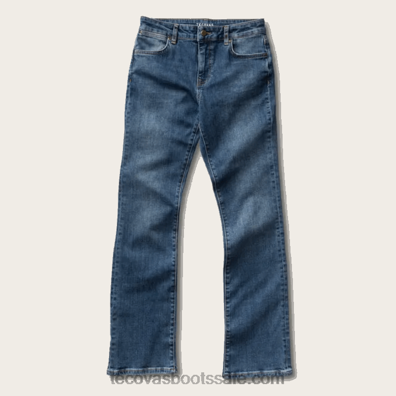 Tecovas rechte jeans met hoge taille vrouwen rivier blauw L46LF167